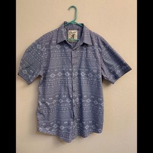 Coastal Short Sleeve Men's Blue Print Shirt Size 2XL